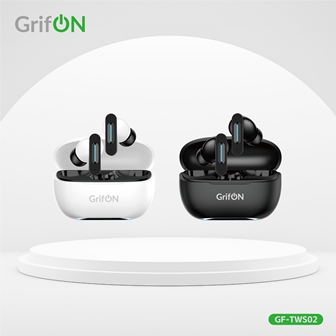 Наушники GrifON GF-TWS02 BT5.4  вакуум чёрн./бел.