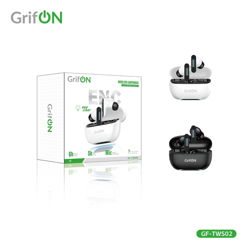 Наушники GrifON GF-TWS02 BT5.4  вакуум чёрн./бел.