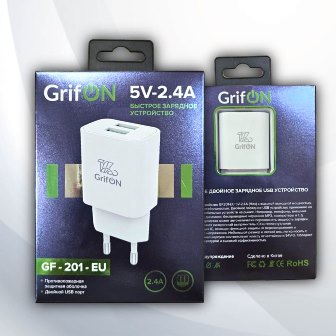 СЗУ 2USB GrifON GF201 2.4A Lighting белый