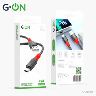 Кабель USB/Micro G-ON GC-U03 (тканевый)1м чёрный